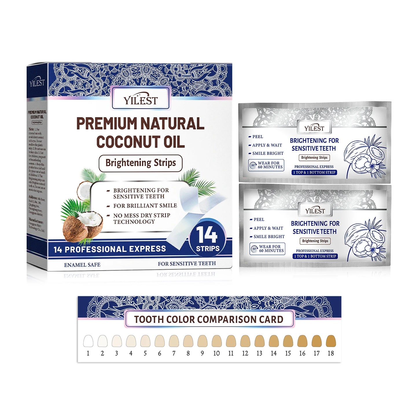 14 Strips Teeth Whitening Strips, Remove Plaque Stains Cleaning Oral Hygiene Sensitivity Relief, Fresh Breath Brighten Tooth Care