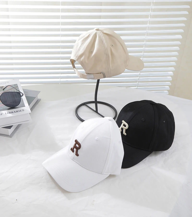 Letter R Embroidery Baseball Cap Cotton Dad Hat Adjustable Cap Men Women Streetwear Outdoor Sports Sun Hat Casual Daily Gorra
