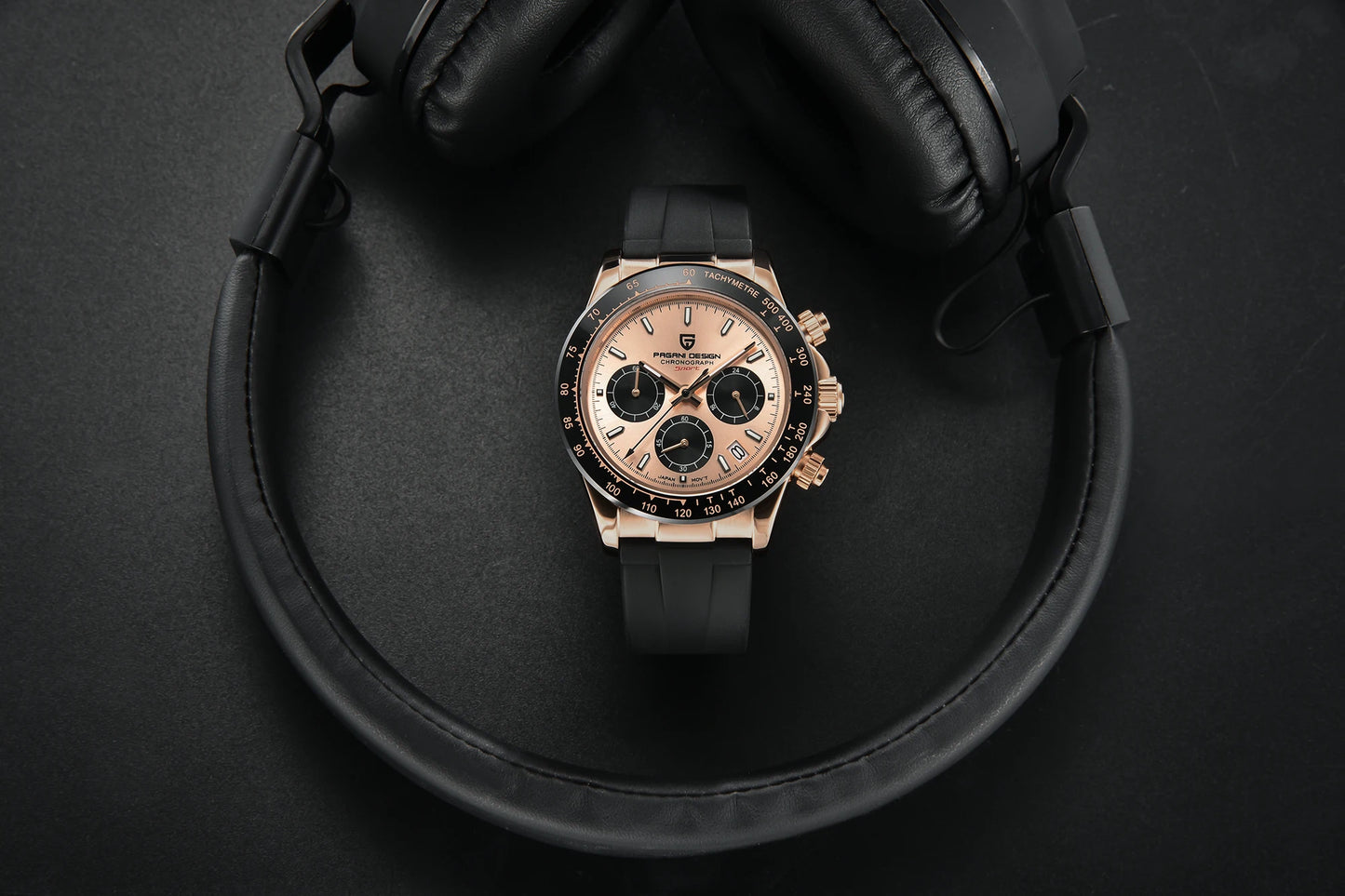 PAGANI DESIGN 1664 Luxury Automatic Mechanical Men's Watch VK63 movement AR Sapphire Crystal Rubber 100m Waterproof Men's Watch