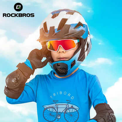ROCKBROS Children's Cycling Glasses Polarized Photochromic Lens Children Bicycle Glasses Non-Slip Rubber Temple Arm Bike Glasses
