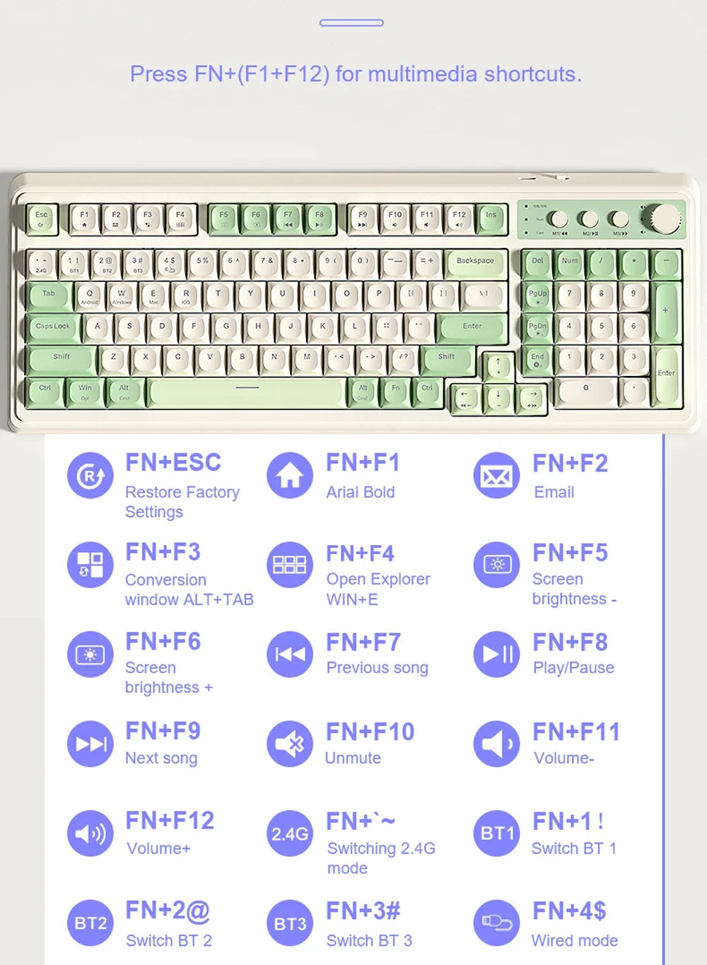 AULA S99 독거미 키보드 Membrane KeyboardWireless Bluetooth Wired Three Mode RGB Gamer Keyboards Office Typing Mute 99 Keys