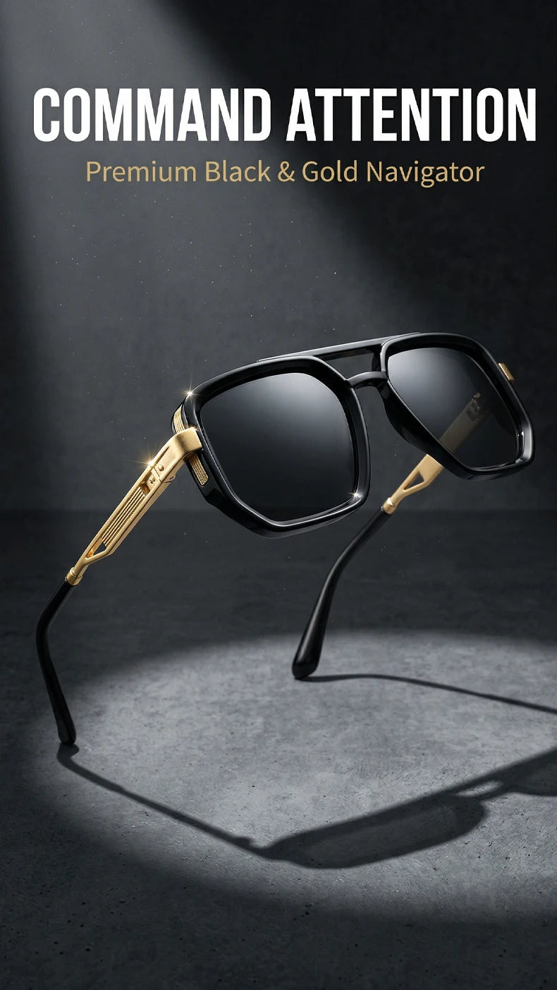 Polarized Square Sunglasses Men 2026 Luxury Vintage Double Bridge Gradient Lens Driving Shades Retro Flat Top Sun Glasses Male