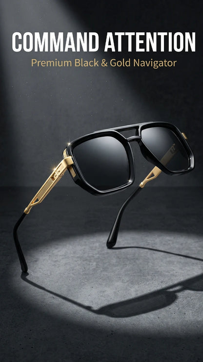 Polarized Square Sunglasses Men 2026 Luxury Vintage Double Bridge Gradient Lens Driving Shades Retro Flat Top Sun Glasses Male