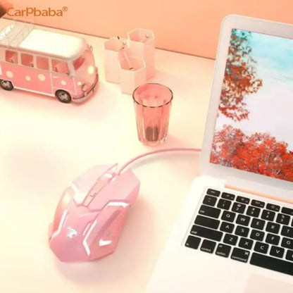 Carpbaba G3 Wired Gaming Mouse Silent Click Pink Mechanical Gaming Mouse for PC, Laptop, MacBook, Office & Esports
