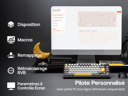 ISO-FR Layout EPOMAKER X AJAZZ AK820 PRO 75% AZERTY French Hot-Swap Wired/BT/2.4GHz Wireless Mechanical Keyboard for Win/Mac/PC