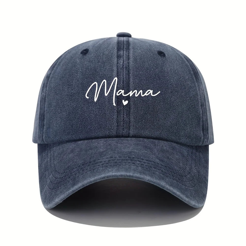 Mom loves patterned printed baseball caps, retro and fashionable women's casual washed dad hats, outdoor soft top sports hats