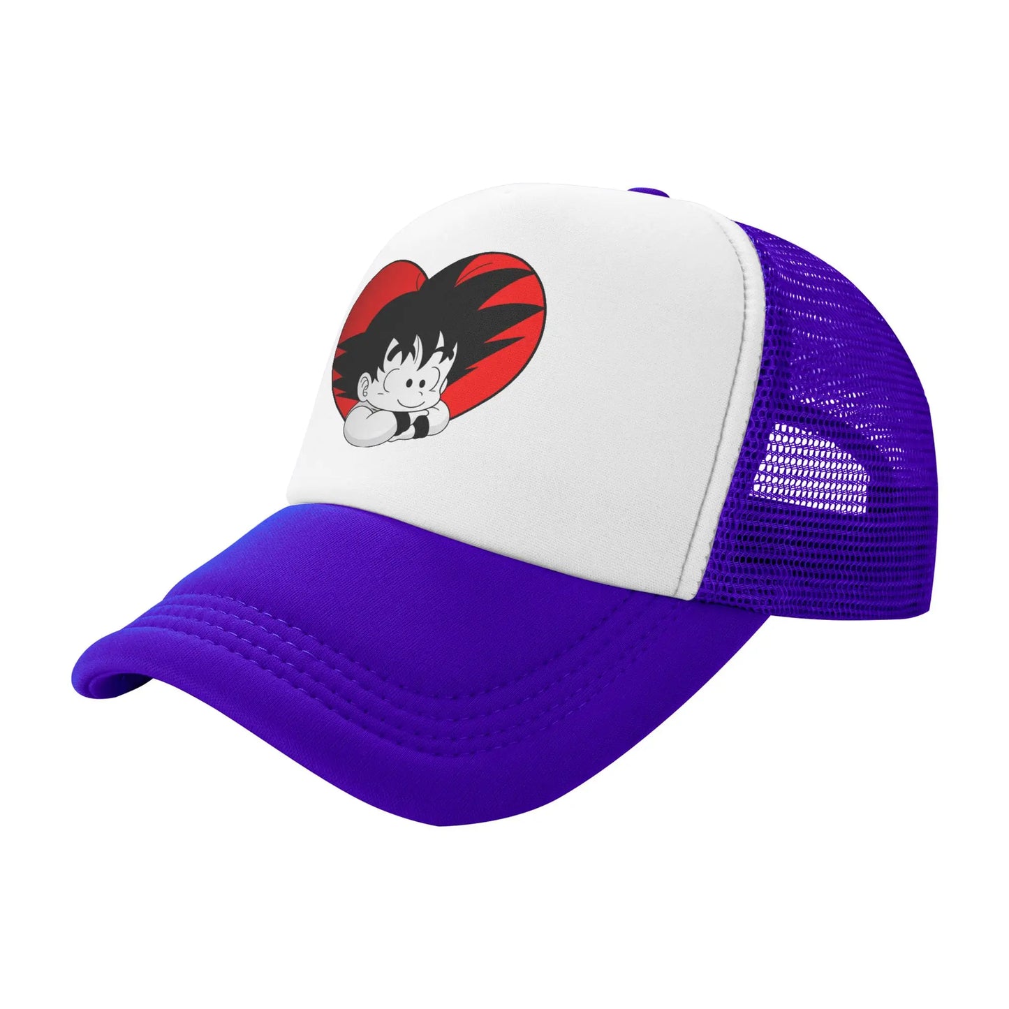 Dragon Ball DBZ Goku Mesh Baseball Cap Adult Vintage Trucker Cap Red Heart Hats Adjustable Polyester Dad Hat Spring Trucker Caps