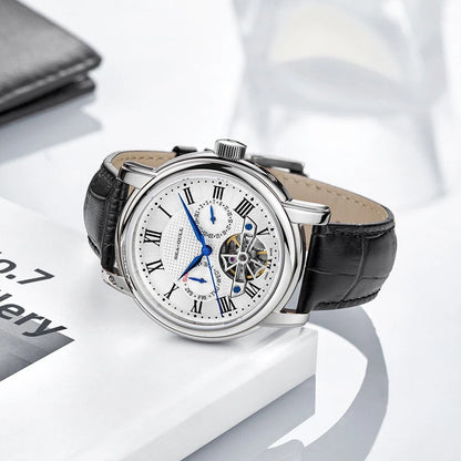 2025 New Seagull Men's Watch Automatic Mechanical Wristwatch Multi-Function Hollow Flywheel Business Simple Watch D819.622