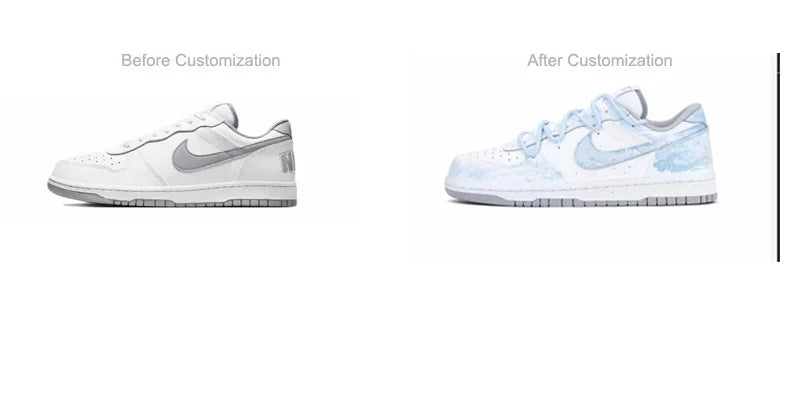 Individuell gestaltete Sneaker Nike Dunk „Fog Hidden Auspicious Clouds“ – Low-Top-Schuhe im High-Street-Retro-Stil mit chinesischer Tuschemalerei für Unisex
