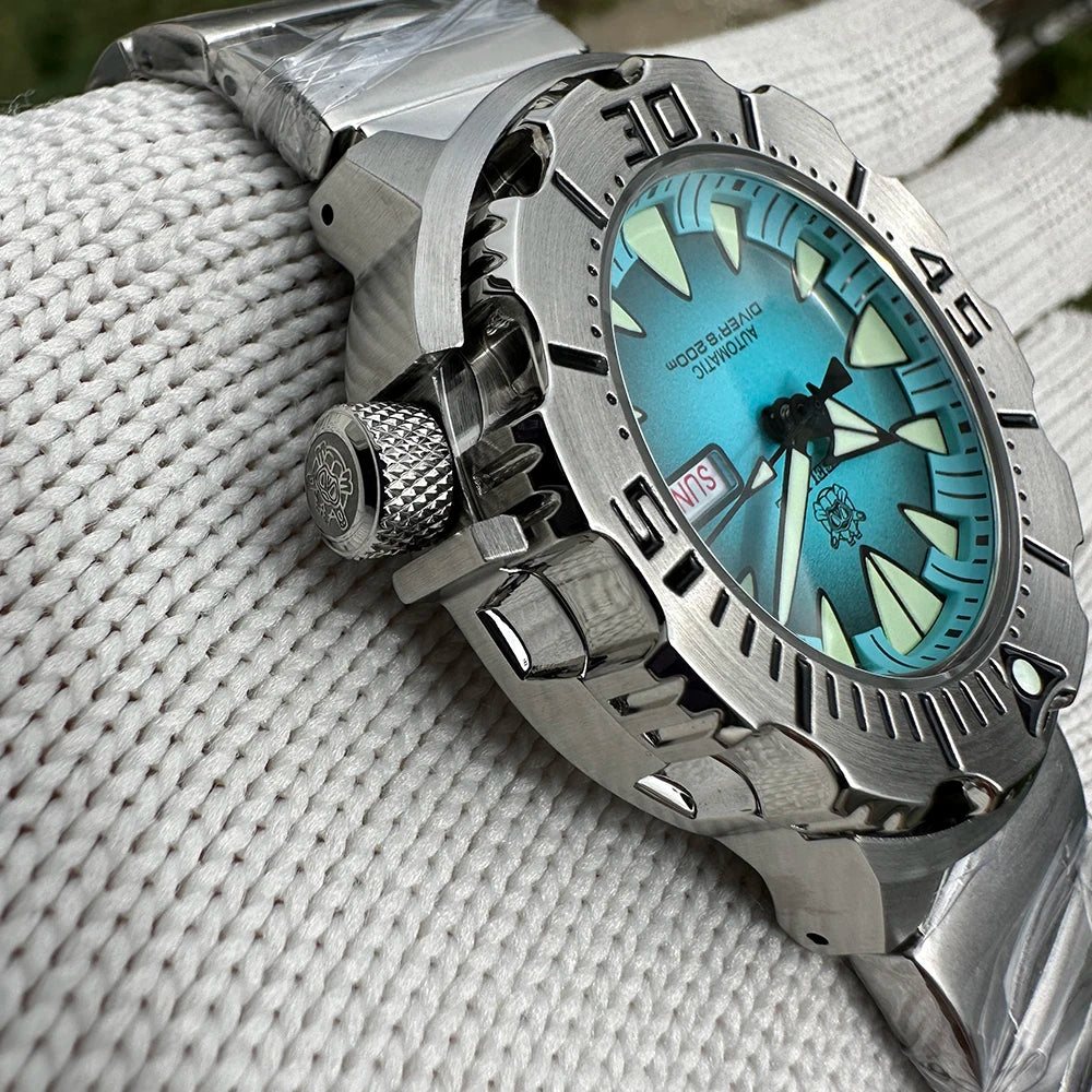 STEELDIVE SD1984 Monster Steel Strap Mechanical Watch NH36 Movt Sapphire Crystal 200M Waterproof Swiss Super Luminous Wristwatch