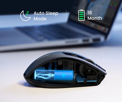 Bezdrátová myš UGREEN Bluetooth 5.0, ergonomická myš 4000 DPI se 6 tichými tlačítky pro MacBook, tablet, notebook, počítač PC, 2.4G myši