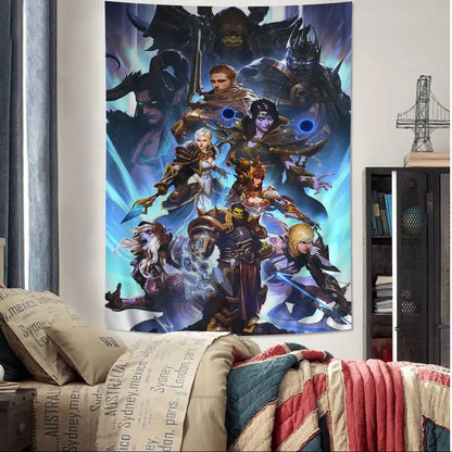 Priljubljena igra World of Warcraft, velika stenska tapiserija s potiskom, poceni hipijevska stenska dekoracija, boemske stenske tapiserije, mandala, dekoracija za dom