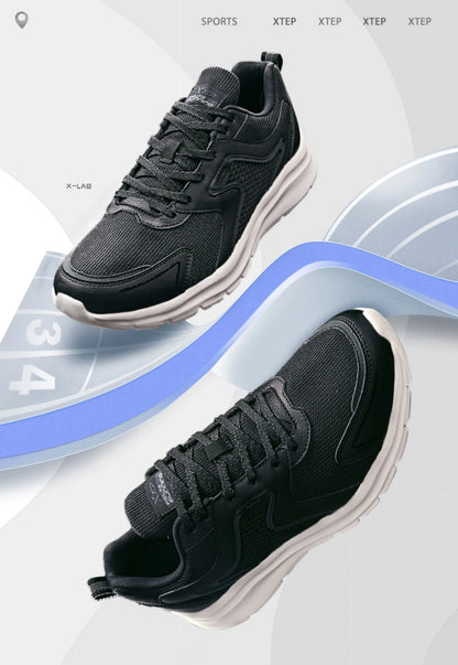 Zapatillas deportivas Xtep para hombre, de malla transpirable, para correr, para maratón de invierno, negras y blancas, zapatillas deportivas para hombre, 879119110110