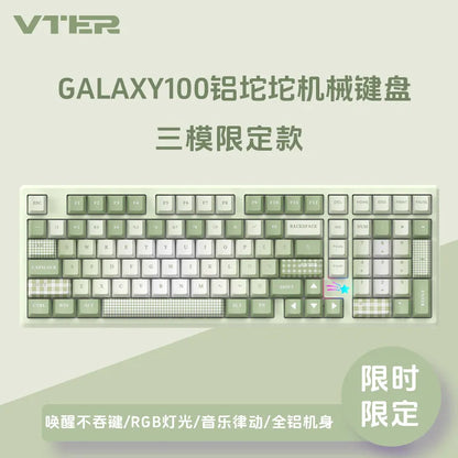 VTER Galaxy100 Full Aluminum Mechanical Keyboard Tri-mode Bluetooth 2.4G Gasket Mount Hot-Swap RGB Gaming Keyboard for PC Mac