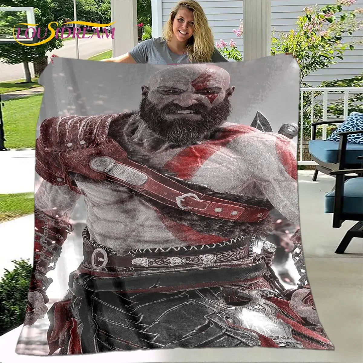 Game God of War Gamers Soft Plush Blanket,Flannel Blanket Throw Blanket for Living Room Bedroom Bed Sofa Picnic Cover Bettdecke