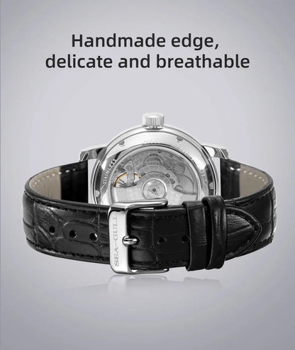 2025 New Seagull Men's Watch Automatic Mechanical Wristwatch Multi-Function Hollow Flywheel Business Simple Watch D819.622