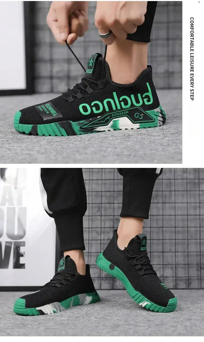 Sportschool Nieuwe gevulkaniseerde wandelsneakers met veters Comfortabele, slijtvaste casual schoenen Wandelschoenen voor de zomer Mesh-ballerina's Modieus Ademend