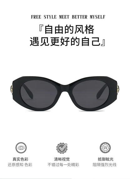 2026 New Oval-Shaped Sunglasses with a European and American Style, Featuring a Unique Metal Snake Head Design, Cross-Border Fashion Versatile Sunglasses for Women with a High-End Feel