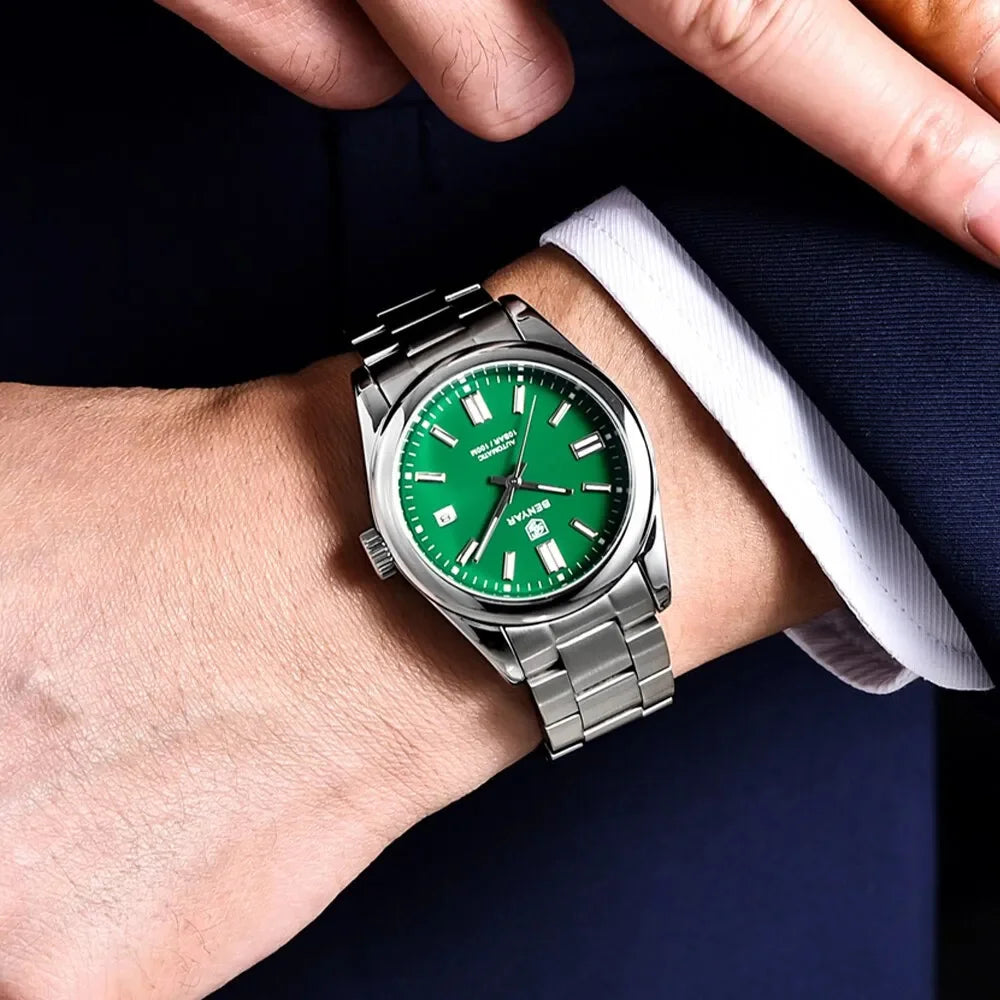 BENYAR 39mm Automatic Mechanical Watch Seagull Movt Men Stainless Steel 100M Waterproof Clock BWG-9 Luminous Reloj Hombre