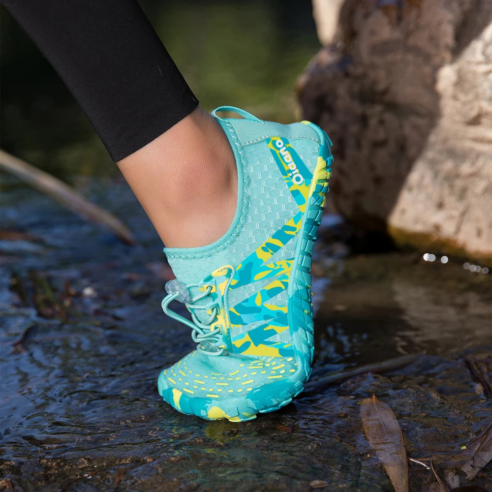Oiaano platūs barefoot tipo juodi batai vyrams, moterims ir unisex – sportiniai vandens bateliai paplūdimiui, minkštu padu, lengvi ir kvėpuojantys
