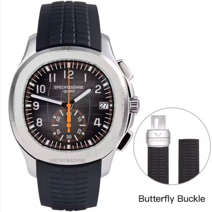 2026 New Specht&Sohne Men's Watches Quartz Watch Top Brand Luxury Chronograph Sport Rubber Luminous 5Bar Waterproof Men's Watch