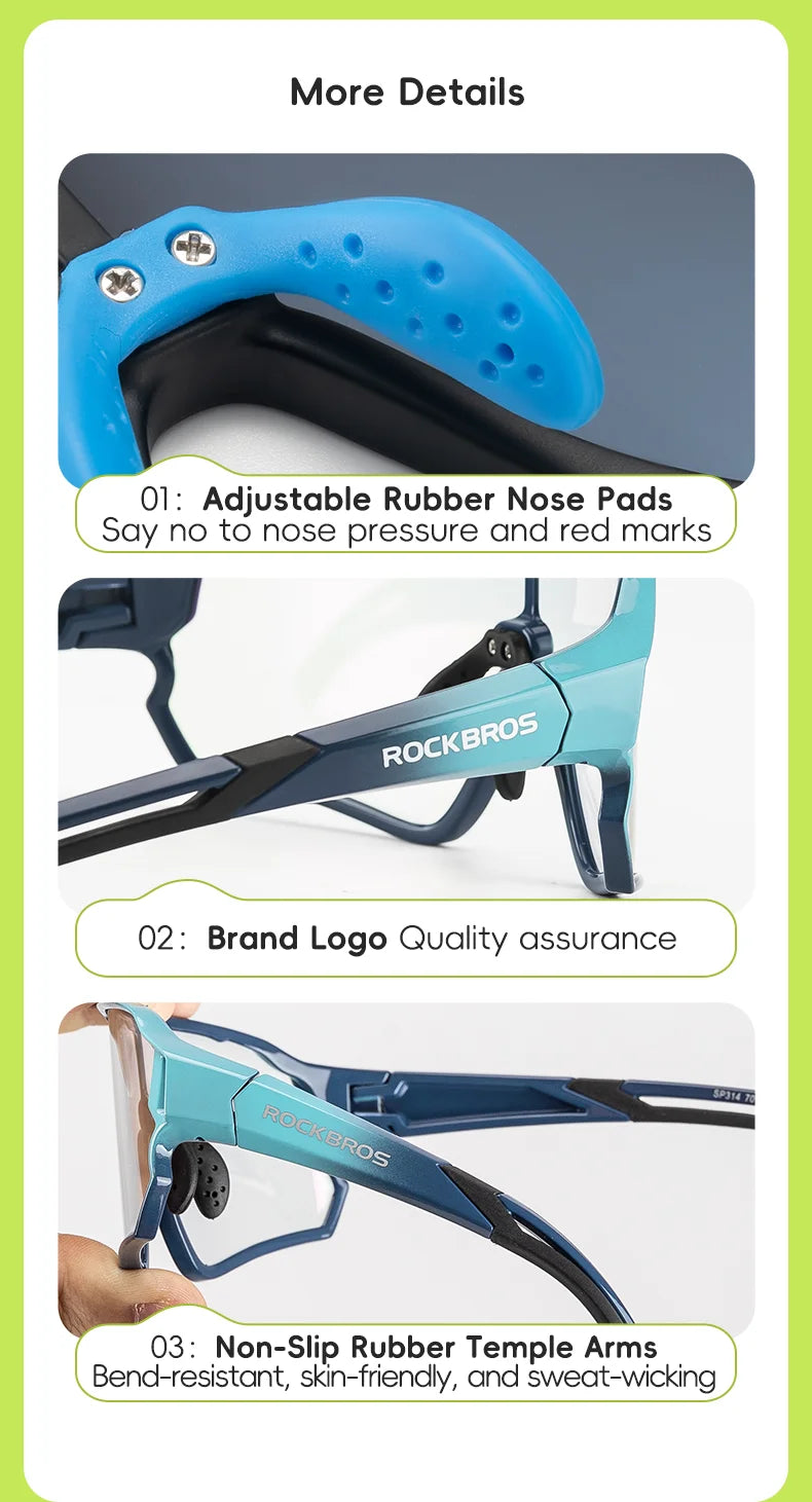 ROCKBROS Children's Cycling Glasses Polarized Photochromic Lens Children Bicycle Glasses Non-Slip Rubber Temple Arm Bike Glasses