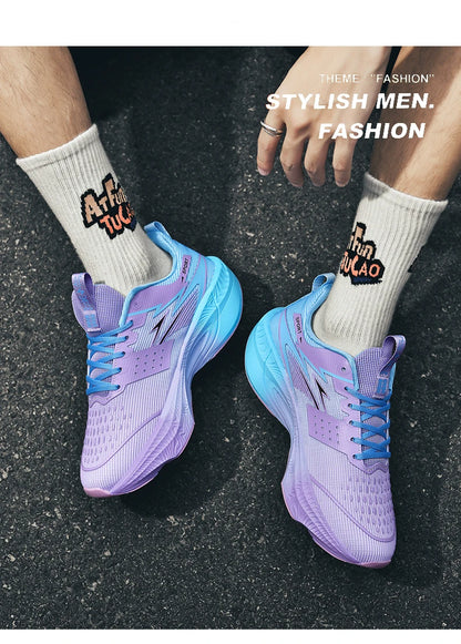 Marathon Men Sports Running Shoes Carbon Board Air Cushion Breathable Lightweight Women's Comfortable Athletic Nonskid Sneakers