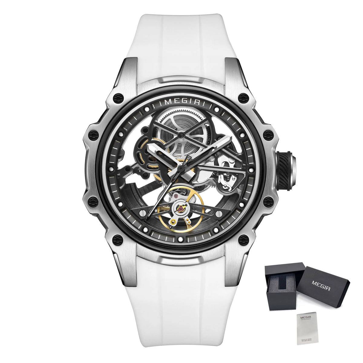 MEGIR Fashion Men's Full Automatic Watches Hollow Out Luminous Sports Mechanical Watch Waterproof Wristwatches Reloj Hombre 2243