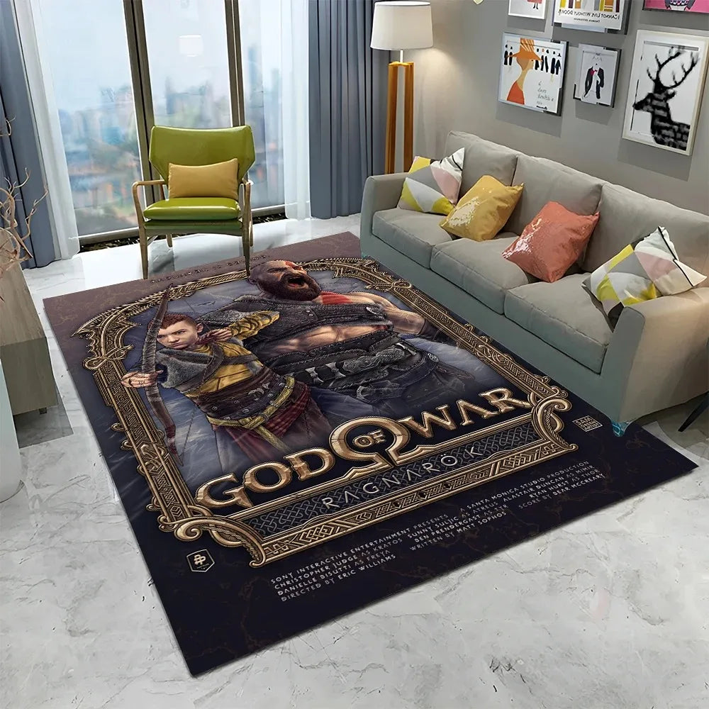 3D God of War Games Carpet Home Living Room Bedroom Sofa Doormat Decor Kids Play Area Rug Non-slip Mechanical Washable Floor Mat