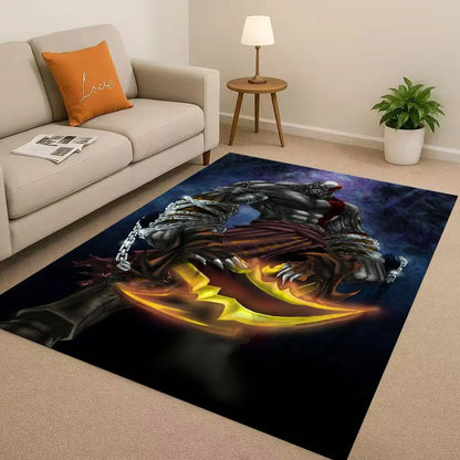 Kratos God of War Game Cartoon Gamer Living Room Non-Slip Area Rug Soft Carpet for Bedroom Playroom Sofa,Easy Clean Home Doormat
