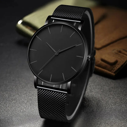 Montre pour homme – Montre à quartz de luxe, style décontracté, fine, bracelet en maille d'acier, étanche, modèle sportif