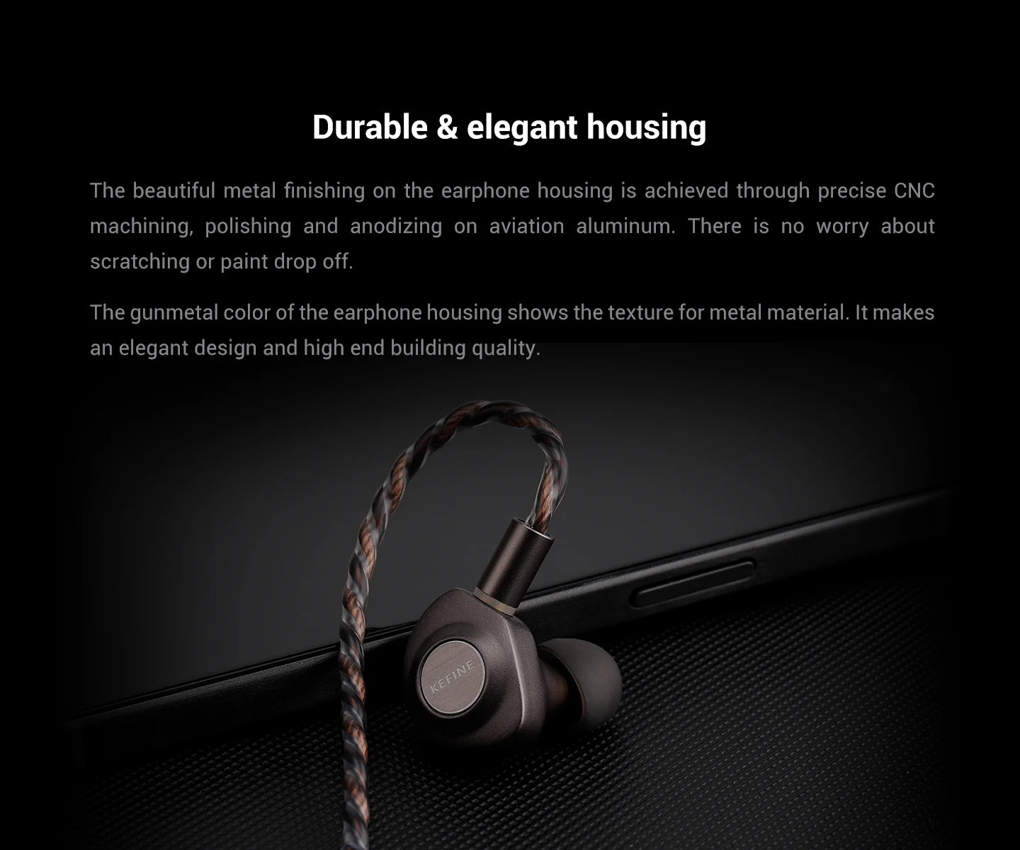 KEFINE Delci 10mm DLC+PU Diaphragm Dynamic Driver Hifi Wired IEM Earphones with CNC Metal & Detachable 0.78mm 2pin 3.5mm Cable