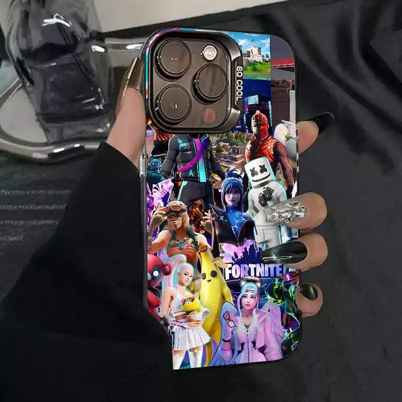Funda para teléfono F-fornite Game de 1 pieza, carcasa IMD color plata para iPhone 16 15 14 13 12 11 Pro Max Plus