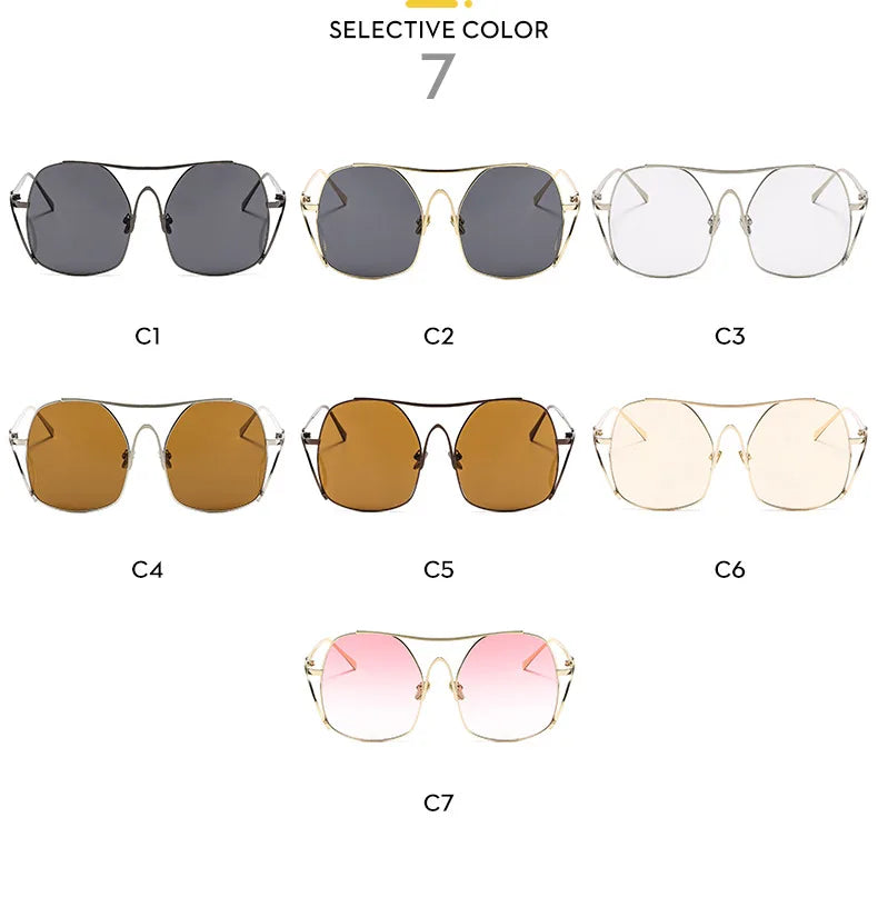 Y2k Polygon Oversized Sunglasses Women Luxury Brand Metal Sun Glasses Fashion Personality Outdoor Retro Eyeglassess Uv400 Men