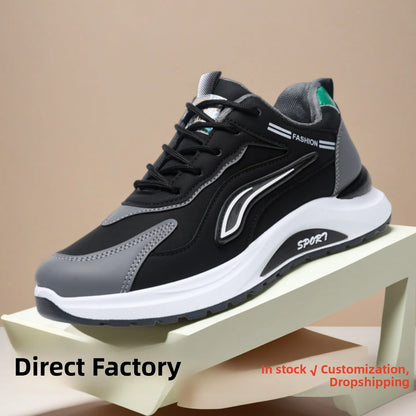 Pantofi sport casual pentru bărbați, stil coreean modern, cu șireturi, confortabili și respirabili, cu talpă groasă, pentru alergare