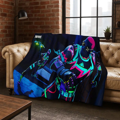 3D F-Fortnite Game Cartoon Flannel Blanket Soft Warm Throw Blanket for Bed Bedroom Room Living Room Travel Camping Kids Gift