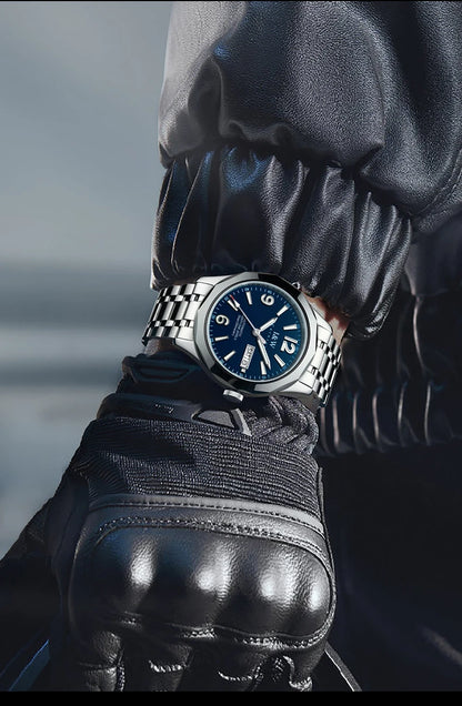 Luxe mechanisch herenhorloge Reloj CARNIVAL van wolfraam, automatisch uurwerk MIYOTA 8205, waterdicht.