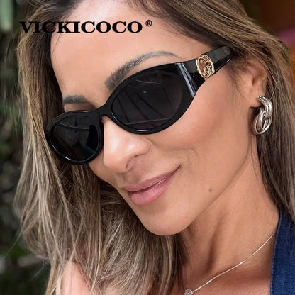 Stylish Small Oval Sunglasses For Women Trendy Design Decoration Fashion Sun Glasses Travelling Hiking Party Women's Shades