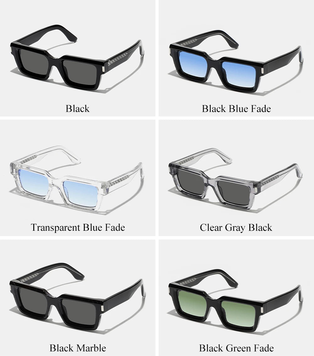 Ruiao 2026 retro black designer sunglasses vintage for women luxury square rectangular man UV400 Propionate insert pin eyewear