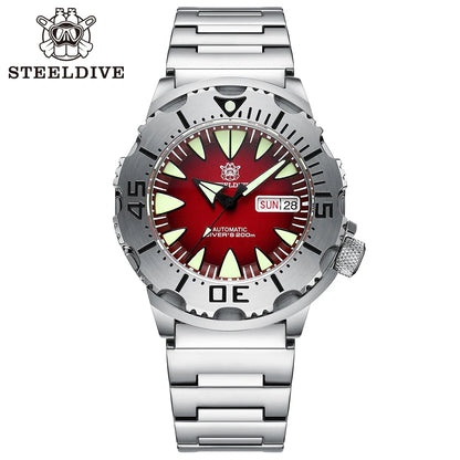 STEELDIVE SD1984 Monster Steel Strap Mechanical Watch NH36 Movt Sapphire Crystal 200M Waterproof Swiss Super Luminous Wristwatch