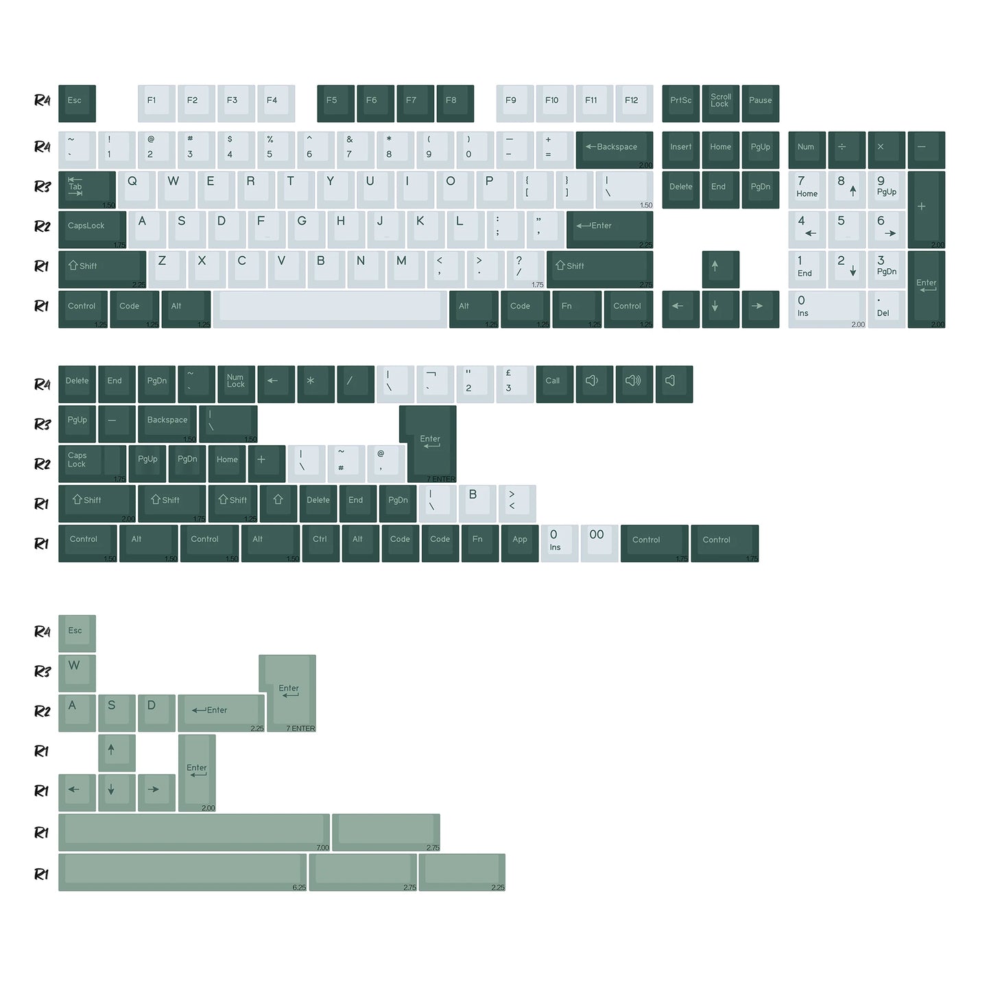 KBDiy 174 Keys/Set PBT GMK Apollo Keycap Double Shot Minimalist ISO Cherry Profile for Game Mechanical Keyboard Keycaps for MX