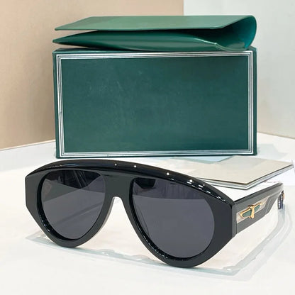 Big Oval Handmade Sunglasses for Men Women Thick Acetate High Quality Fashion Brand Design UV400 Prescription Glasses with Case