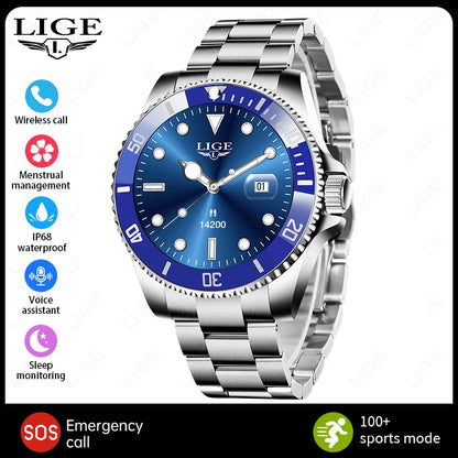 LIGE 2026 Business Smart Watch Men IP68 Waterproof Bluetooth call Sport Men Watches 1.27"HD Screen Health Monitor New Smartwatch