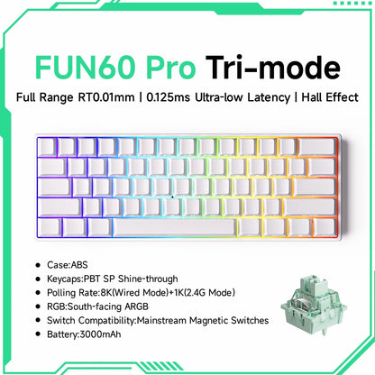 Akko MonsGeek FUN60 mechanische Tastatur mit Magnetschaltern, 60% Gaming-Tastatur, Rapid Trigger 0.01mm, 8K ARGB, HE/TMR Custom-Tastatur