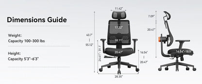 NEWTRAL MAGICH003 Ergonomic Office Chair,Adaptive Lower Back Support Gamer Chair,Adjustable Headrest Seat Depth Office Chair