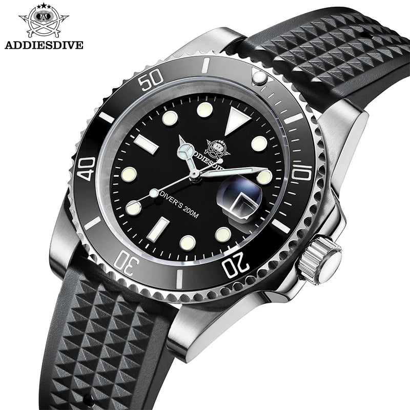 ADDIESDIVE Watch Men's Waffle Strap 200m Waterproof Outdoor Sports Watch C3 Super Luminous Quartz Watch  Relogios Masculino