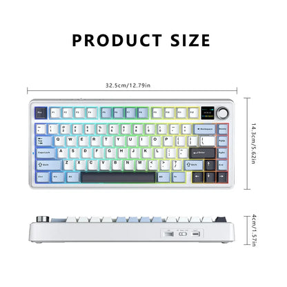 AULA F75 MAX Gaming Mechanical Keyboard 2.4G Wireless/BT/Wired Keyboard Hot-Swap RGB 75% 81 Keys Office Keyboard with TFT Screen
