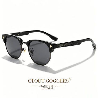 CLOUT GOGGLES Business Sunglasses Male Female Metal Polygon Rivet Half Frame Outdoor Driving Ultraviolet Protection Sun Glasses