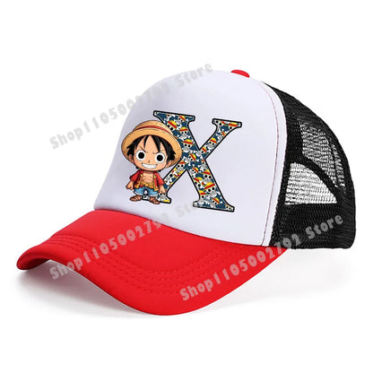 One Pieces Baseball Cap Cute Cartoon Anime Luffy Letters Casual Hats Men Adult Adjustable Sun Caps Boy Headgear Kids Hat Gift