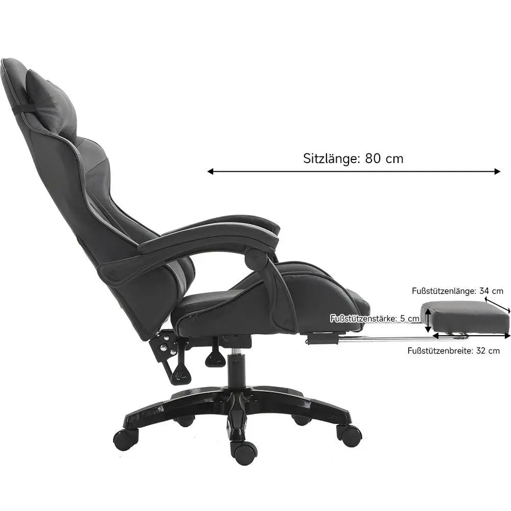 Gaming chair Gaming armchair Height Adjustable Office Chair with Adjustable Recumbent Function with Cat Ears and Pillows
